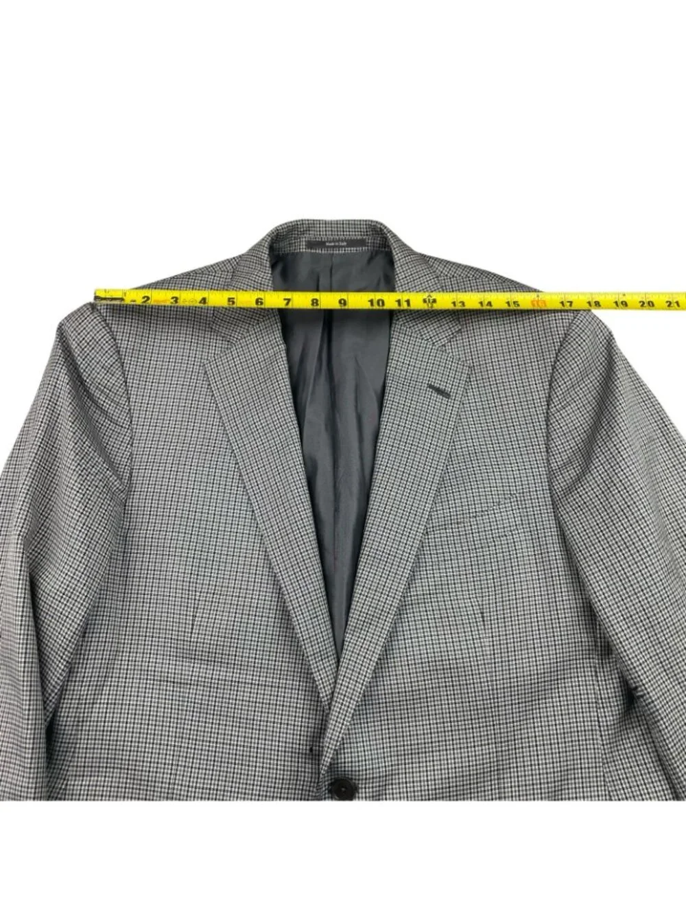 Ermenegildo Zegna Men’s Wool/Silk 2-Button Blazer Gray Plaid • Italy • 44R US